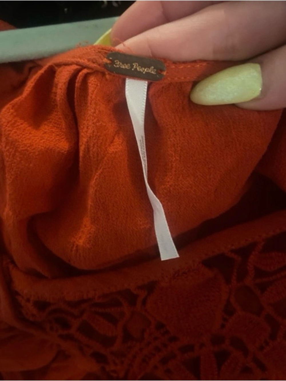 Free People Rust Crochet Lace Ruffle Top - Picture 4 of 5
